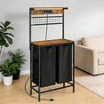 thumbnail image 1 of SPECSTAR 2 Section Laundry Sorter Cart with Power Outlet, Laundry Sorter with Hooks, Shelf, 2 x 65L Removable Bags, 1 of 8