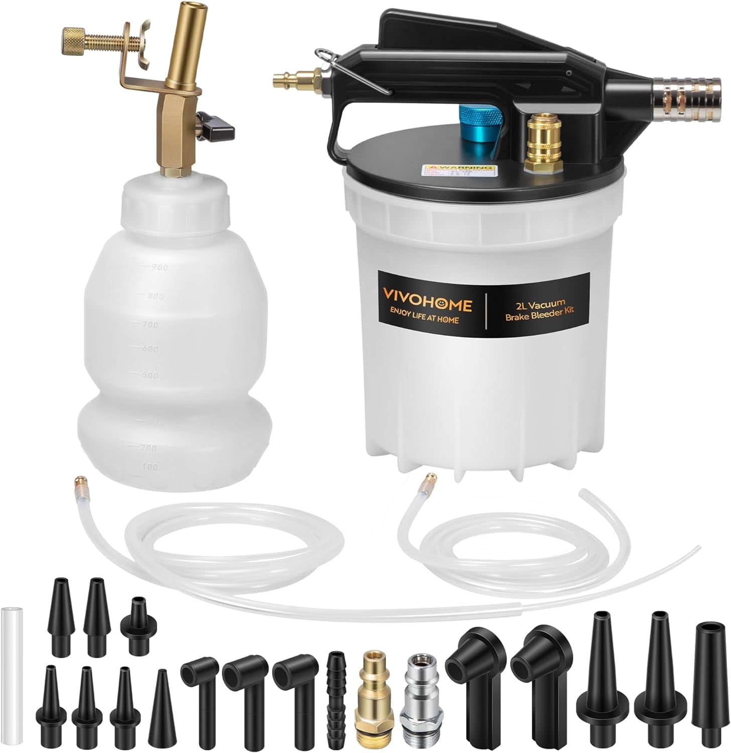 SPECSTAR 2L Vacuum Brake Bleeder Kit with 1L Refilling Bottle, 2PCS 60 Inch Hoses, Adapters