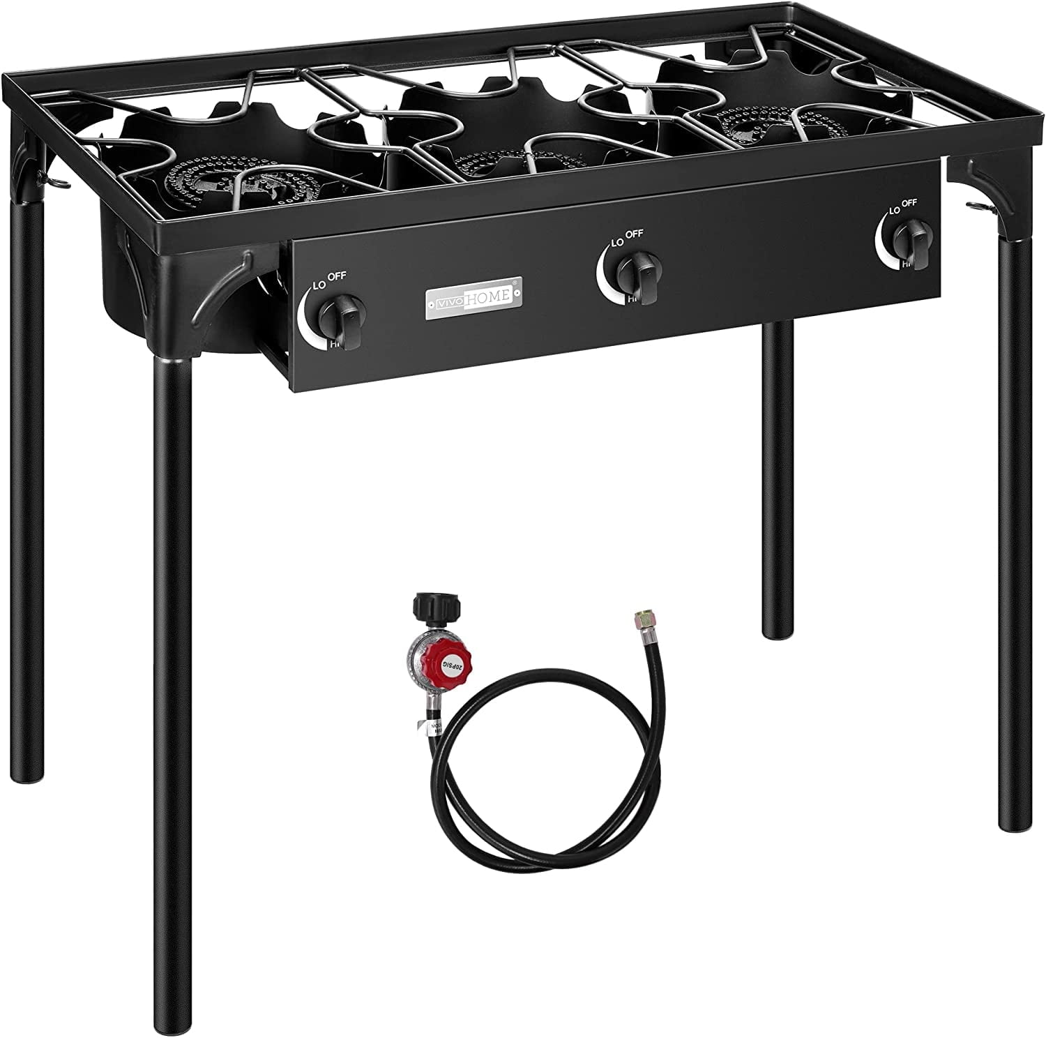 SPECSTAR 3-Burner Propane Camping Stove, Max. 225,000 BTU/hr, with Detachable Legs Stand for Camping Cookout