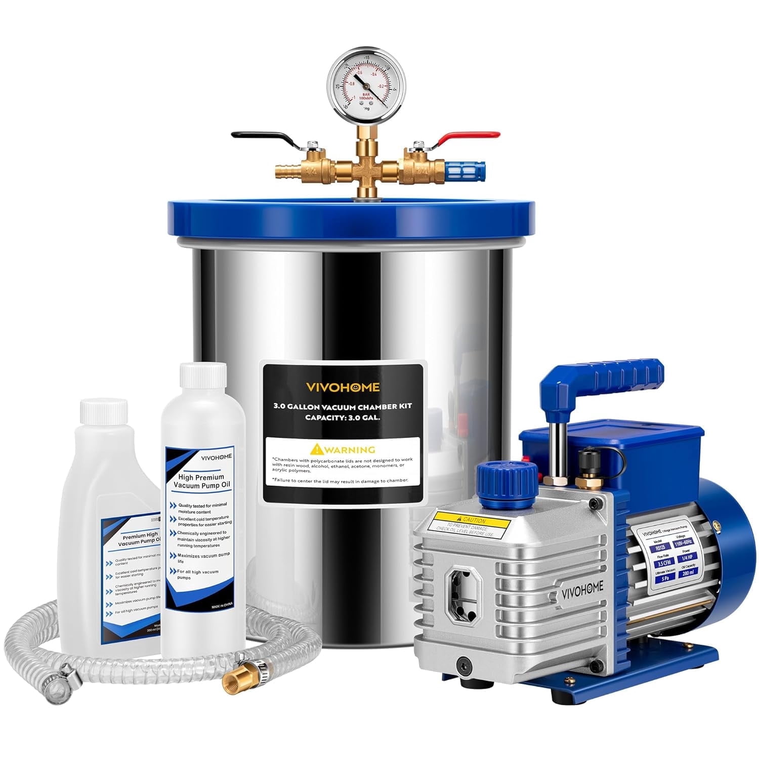 SPECSTAR 3 Gallon Vacuum Chamber with Vacuum Chamber 3.5cfm