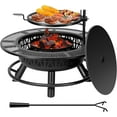 thumbnail image 1 of SPECSTAR 3-in-1 Fire Pit，35 in Wood Burning Firepits with Cooking Grill Grate & Charcoal Pan & Cover Lid, Metal Table for Backyard Bonfire BBQ Outdoor Camping Picnic, 1 of 8