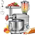 thumbnail image 1 of SPECSTAR 3 in 1 Stand Mixer with 6 Quart Stainless Steel Bowl, 650W 6-Speed Tilt-Head Meat Grinder, Silver, 1 of 10