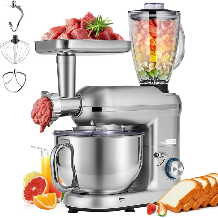 SPECSTAR 3 in 1 Stand Mixer with 6 Quart Stainless Steel Bowl, 650W 6-Speed Tilt-Head Meat Grinder, Silver SPECSTAR 3 in 1 Stand Mixer with 6 Quart Stainless Steel Bowl, 650W 6-Speed Tilt-Head Meat Grinder, Silver