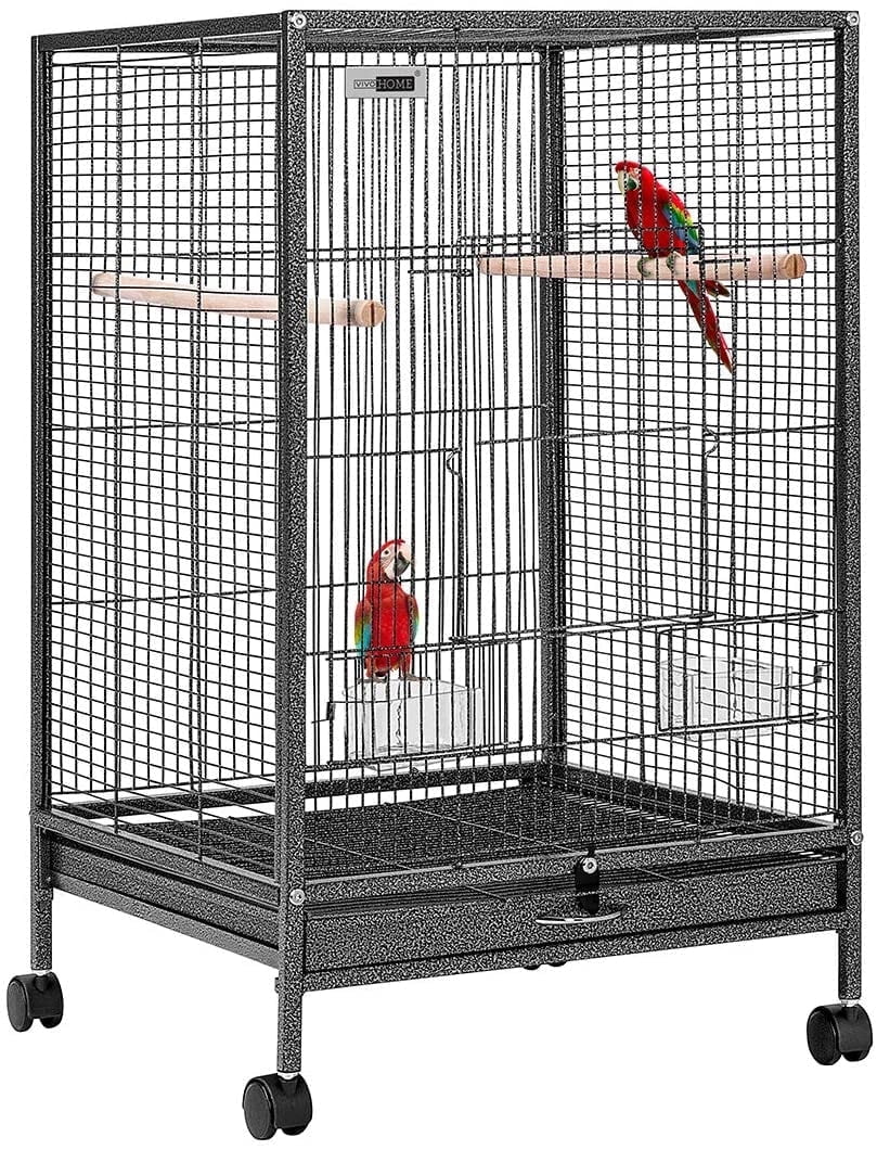 SPECSTAR 30" Large Rolling Metal Bird Cage with for Parrots, Lovebirds and Cockatiel