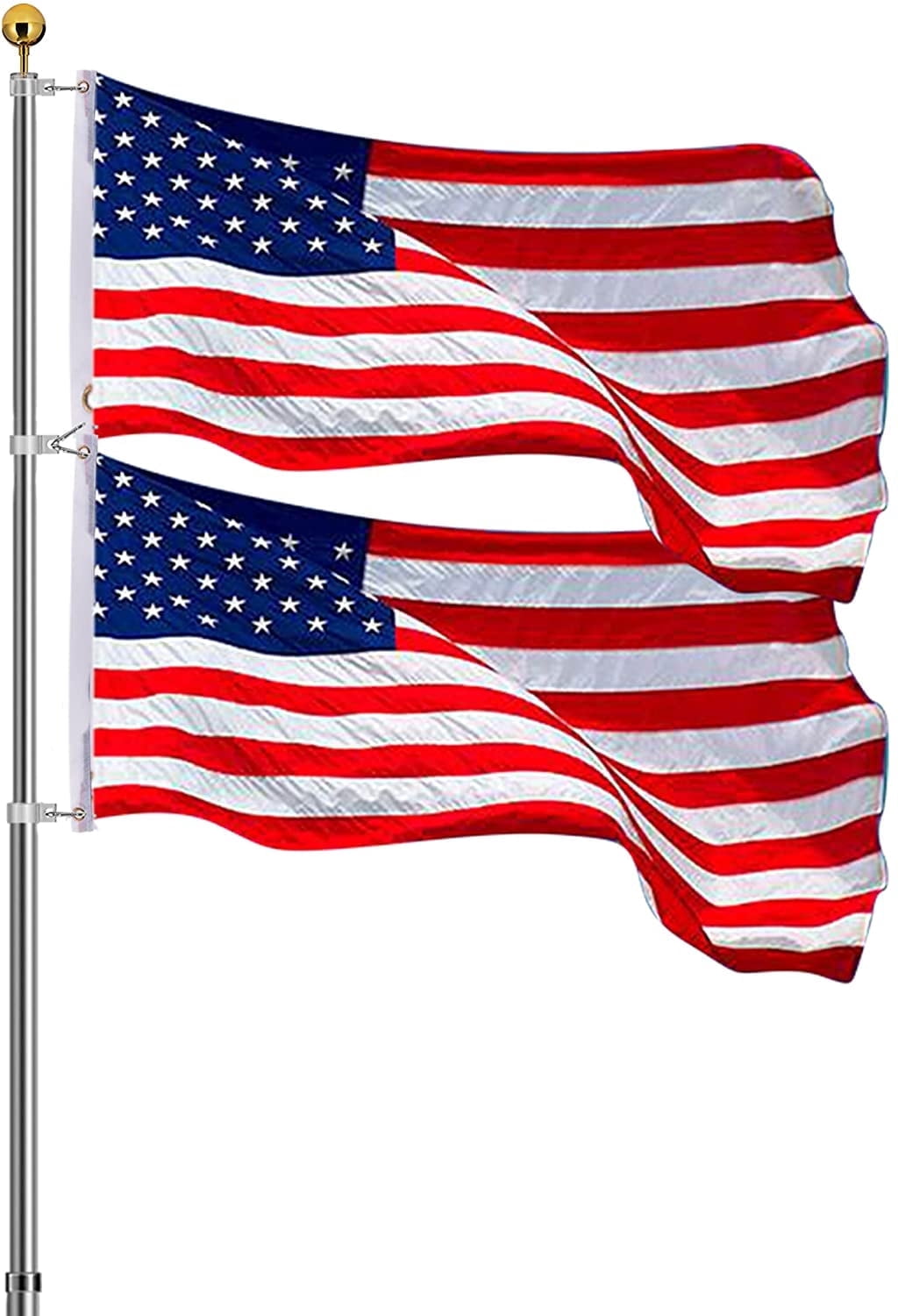 SPECSTAR 30 ft Telescoping Flag Pole Kit, Flagpole with 3x5 Polyester American Flag and Golden Ball