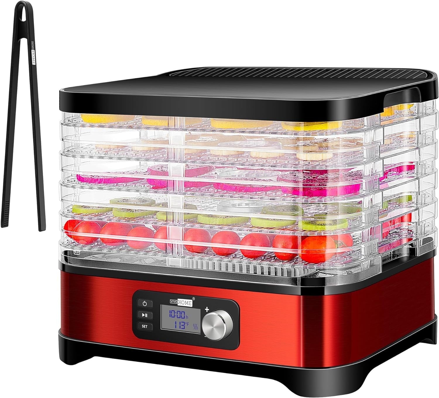 SPECSTAR 400W 5 Trays Food Dehydrator Machine with 48H Timer and Temperature Control 95-176℉ for Fruit Vegetable Meat Beef Jerky Maker BPA Free
