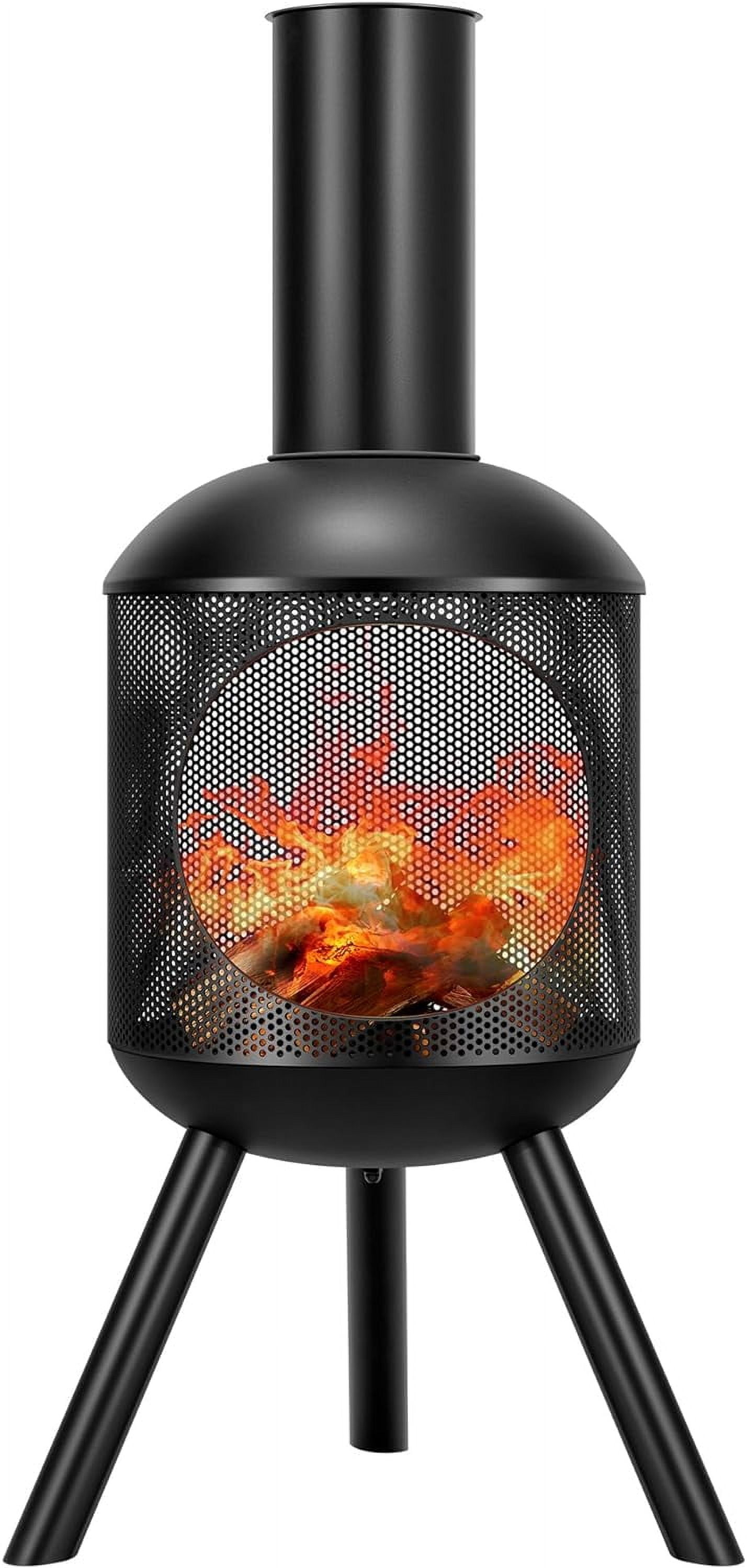 SPECSTAR 46 Inch Metal Chiminea, Cold-Rolled Steel Wood