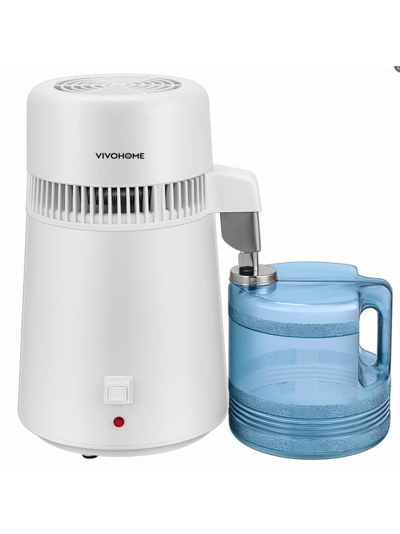 Water Distiller Countertop 1.06 Gallon/4L 900W Distilled Water Machine with Smart Switch Purifier Filter for Home Office, White