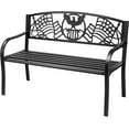 SPECSTAR 50 Inch Outdoor Garden Bench Cast Iron Metal Frame Patio Park ...