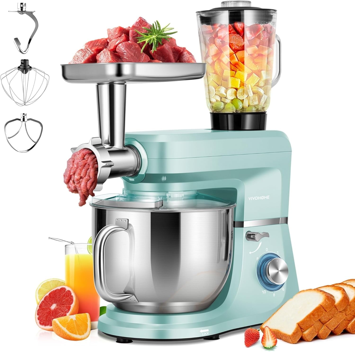 SPECSTAR 6 in 1 Stand Mixer, 8.5 Quart Bowl, 660W Motor, 10 Speed
