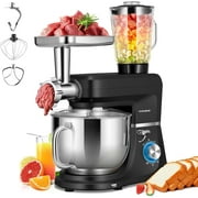 SPECSTAR 6 in 1 Multifunctional Stand Mixer with 8.5 Quart Stainless Steel Bowl, 660W 10 Speed Tilt-Head Meat Grinder, Juice Blender, Vegetable Slicer, Pasta an