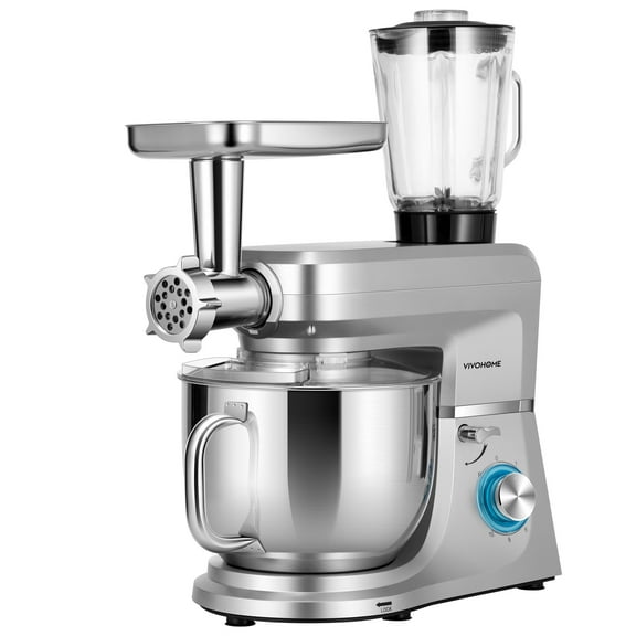SPECSTAR 6 in 1 Multifunctional Stand Mixer with 8.5 Quart Stainless Steel Bowl, 660W 10 Speed Tilt-Head, Silver