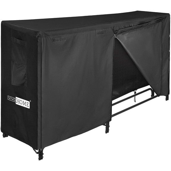 SPECSTAR 6ft Firewood Log Rack with Cover, Heavy Duty Indoor Outdoor Fireplace Logs Holder Cover Combo Set Black