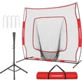 thumbnail image 1 of SPECSTAR 7x7Ft Baseball Softball Practice Net with Batting Tee and Carry Bag for Hitting Pitching, Red, 1 of 11