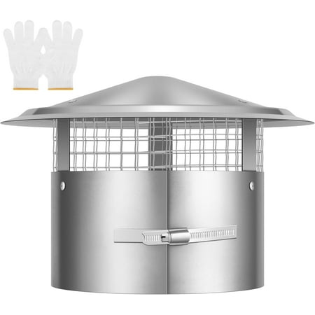 SPECSTAR 8" Cone Top Chimney Cap with Screen, Round Roof Rain Chimney Cover, Stainless Steel Fireplace Exhaust Cap, Adjustable Roof Cap for Vent