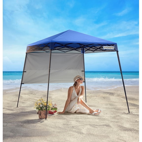 SPECSTAR 8'x8' Slant Leg Canopy Tent with Central Lock Design, Perfect for Camping, Party, Yard, and Beach Events, Beige (6x6ft Canopy Cover)
