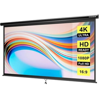 SPECSTAR 80 inch Manual Pull Down Projector Screen, 16:9 HD Retractable Projector Screens for Movie Home Theater Cinema Office Video Game, Black