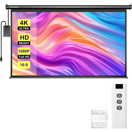 SPECSTAR Motorized Projector Screen with Remote, 16:9 84 Inch Auto Electric Projection Screen, HD 4K Movie Screen for Home Theater, Cinema, Office (73 x 41 Black)