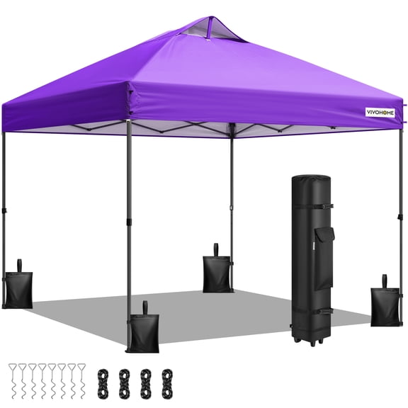 SPECSTAR 8X 8ft Pop-up Canopy Tent One Push Setup Tent with Wheel Carry Bag and 4 Sandbags, Purple