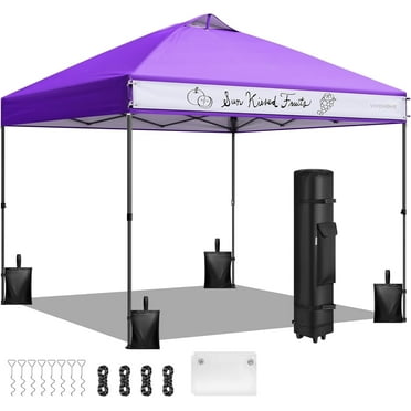 SPECSTAR 8X 8ft Pop-up Canopy Tent One Push Setup Tent with Wheel Carry Bag and 4 Sandbags, Purple