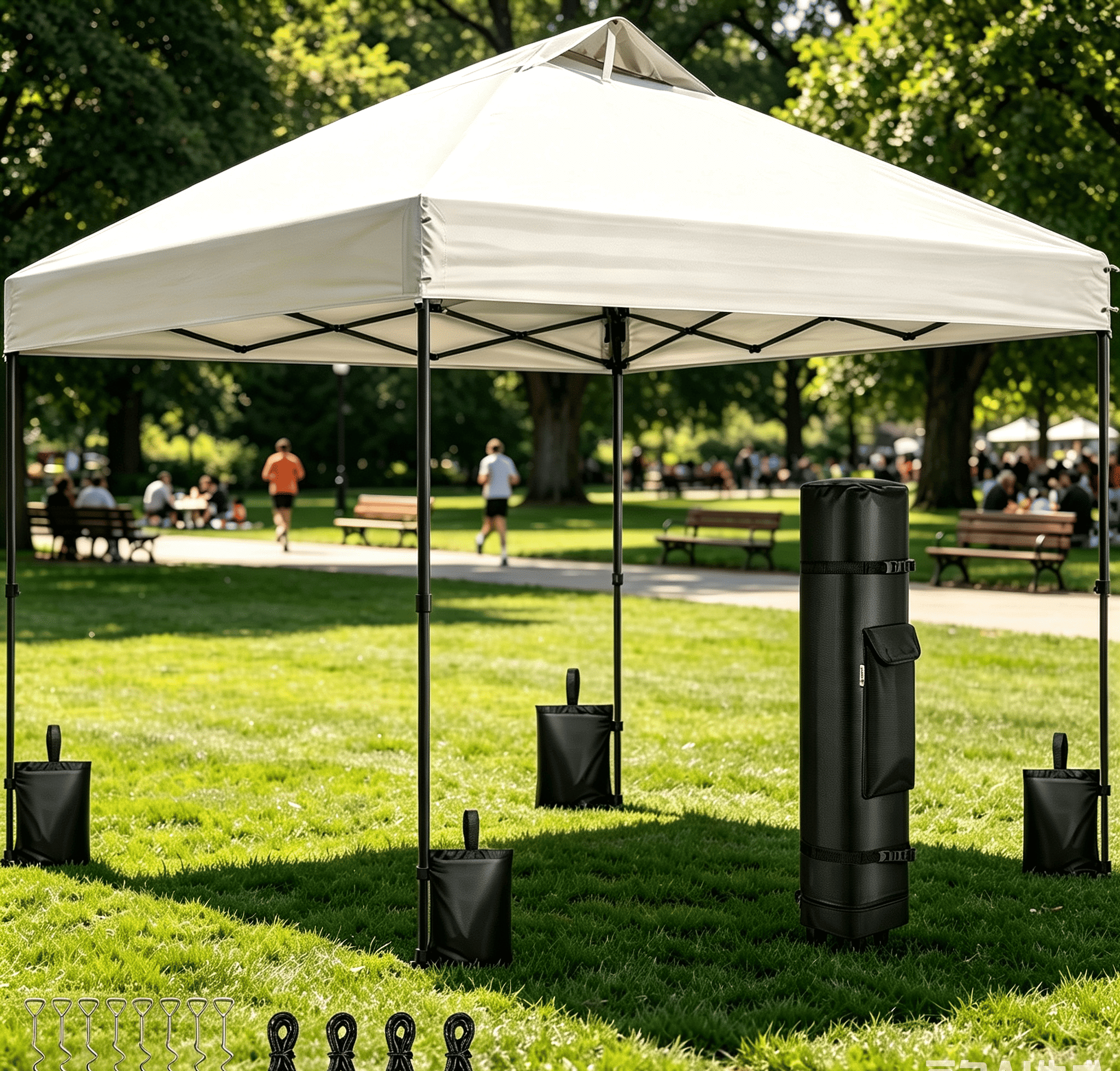 SPECSTAR 8x8ft Pop-up Canopy Tent One Push Setup Instant Tent with Center Lock, Wheel Carry Bag and 4 Sandbags for Events Parties, White