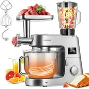 SPECSTAR 9 in 1 Multifunctional Stand Mixer with Fermentation, 6 Speed 7.5 Quart Kitchen Electric Food Mixer with Timer, Meat Grinder, Juice Blender, Vegetable Slicer, Pasta and Cookie Maker, Silver