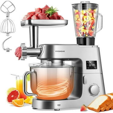 SPECSTAR 9 in 1 Multifunctional Stand Mixer with Fermentation, 6 Speed 7.5 Quart Kitchen Electric Food Mixer with Timer, Meat Grinder, Juice Blender, Vegetable Slicer, Pasta and Cookie Maker, Silver