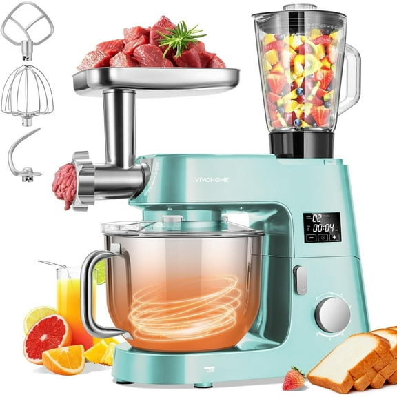 SPECSTAR 9 in 1 Multifunctional Stand Mixer with Fermentation, 6 Speed 7.5 Quart Kitchen Electric Food Mixer with Timer, Meat Grinder, Juice Blender, Vegetable Slicer, Pasta and Cookie Maker, Blue