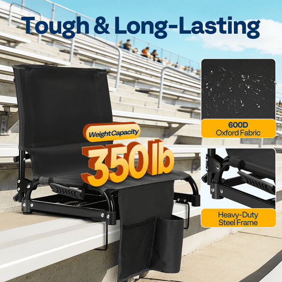 SPECSTAR AdjustableStadium Seat with Back Support and Cushion, Blue