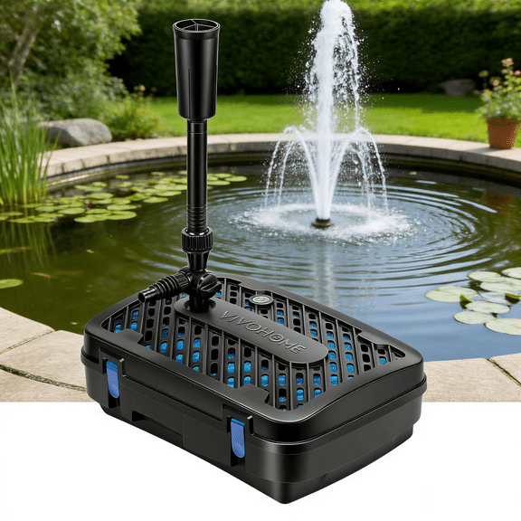 SPECSTAR All-in-One Pond Filter Fountain System Kits, 260 GPH Submersible Water Pump for Ponds up to 790 Gallons