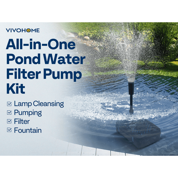 SPECSTAR All-in-One Pond Filter Fountain System Kits, 540 GPH Submersible Water Pump for Ponds up to 1060 Gallons