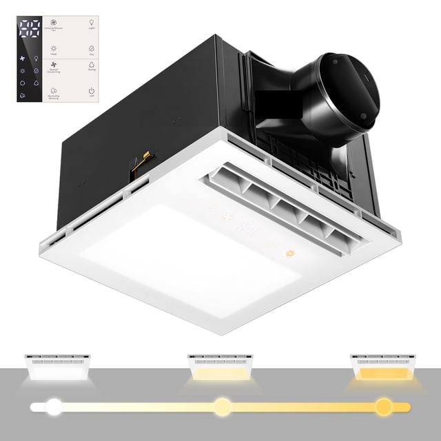 SPECSTAR Bathroom Exhaust Fan with 1800W PTC Heater, Humidity Sensor ...