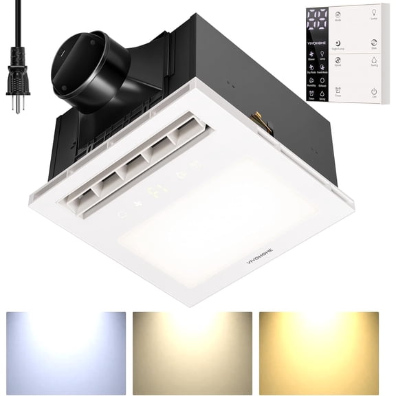 SPECSTAR Bathroom Exhaust Fan with Humidity Sensor & LED Light, Ceiling Mount Ventilation Fan, 160 CFM, 3 Color Temperatures, Remote Control, Oscillating Louver