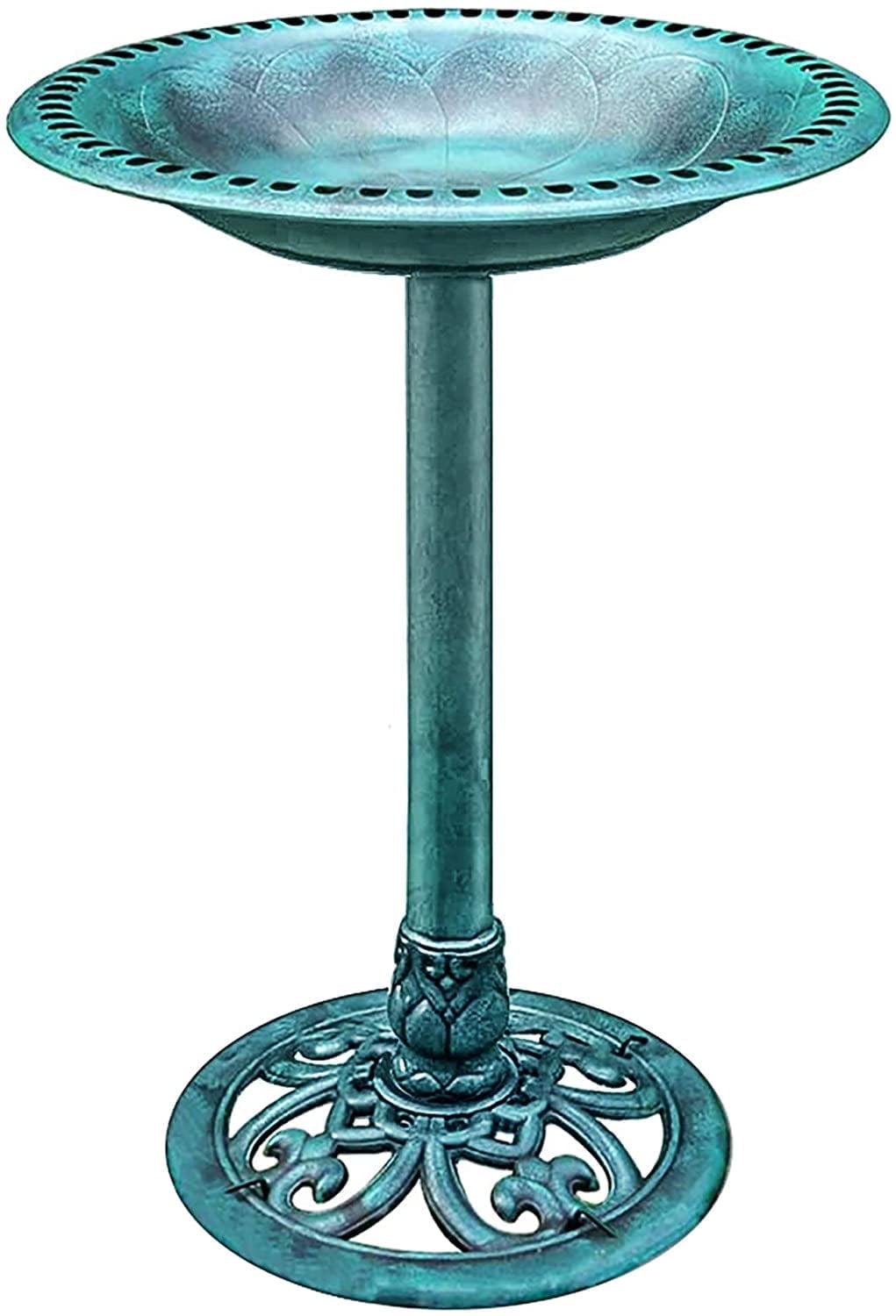 SPECSTAR Bird Bath, 28 in Height Polyresin Lightweight Antique Outdoor Garden Birdbath, Green