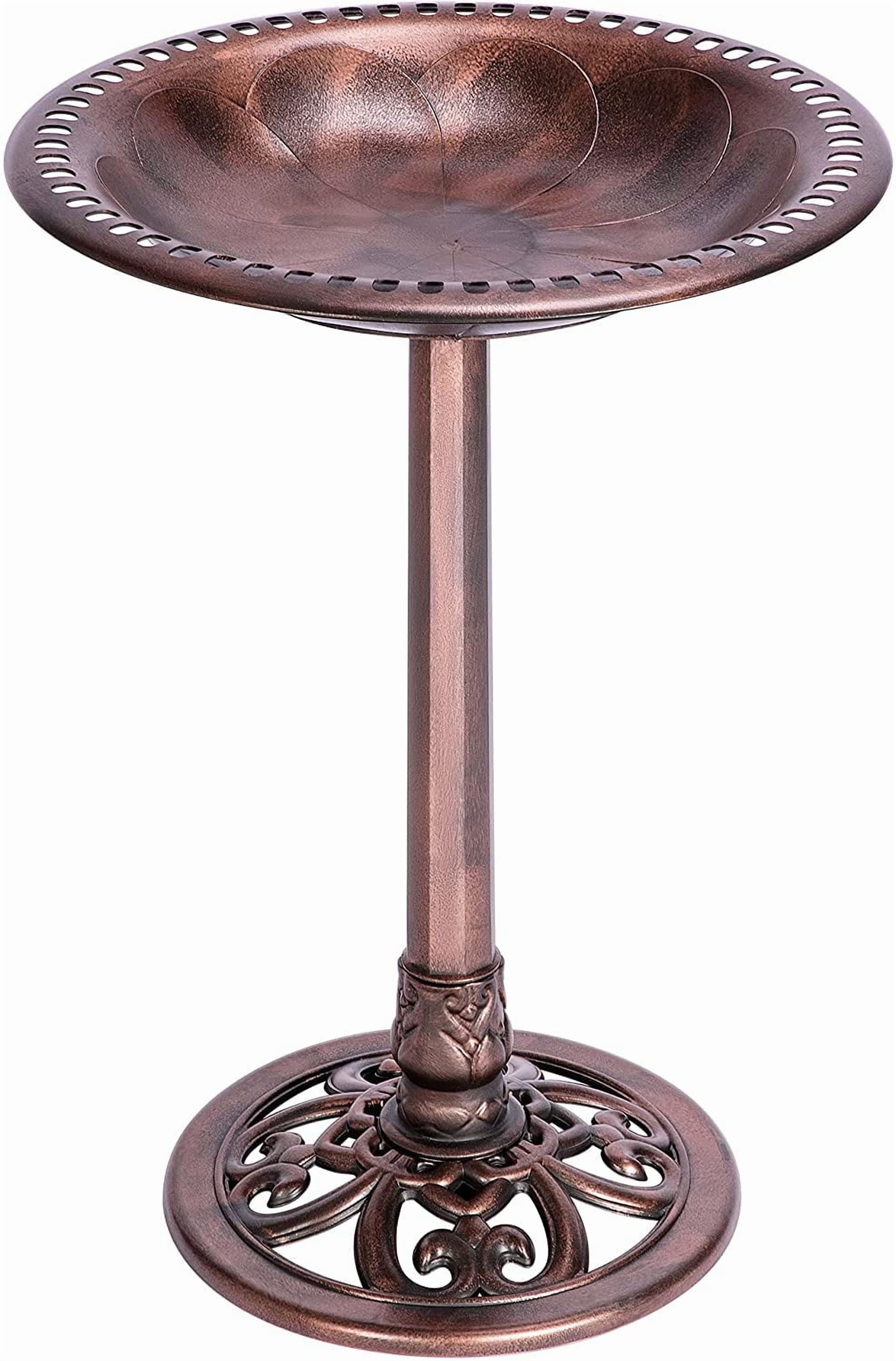 SPECSTAR Bird Bath, 28 inch Height Polyresin Lightweight Antique Outdoor Garden Birdbath Bronze