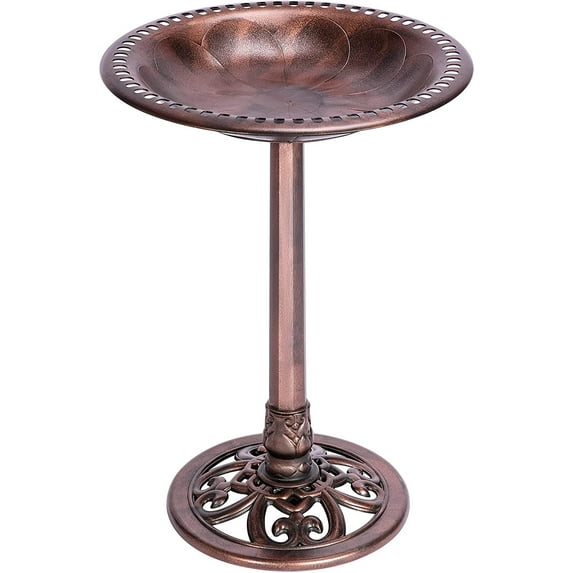 SPECSTAR Bird Bath, 28 inch Height Polyresin Lightweight Antique Outdoor Garden Birdbath Bronze