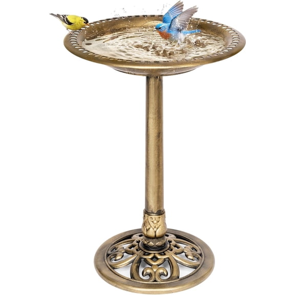 SPECSTAR Bird Bath, 28 inch Height Polyresin Lightweight Antique Outdoor Garden Birdbath Copper