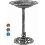 SPECSTAR Bird Bath, 28 inch Height Polyresin Lightweight Antique Outdoor Garden Birdbath Gray