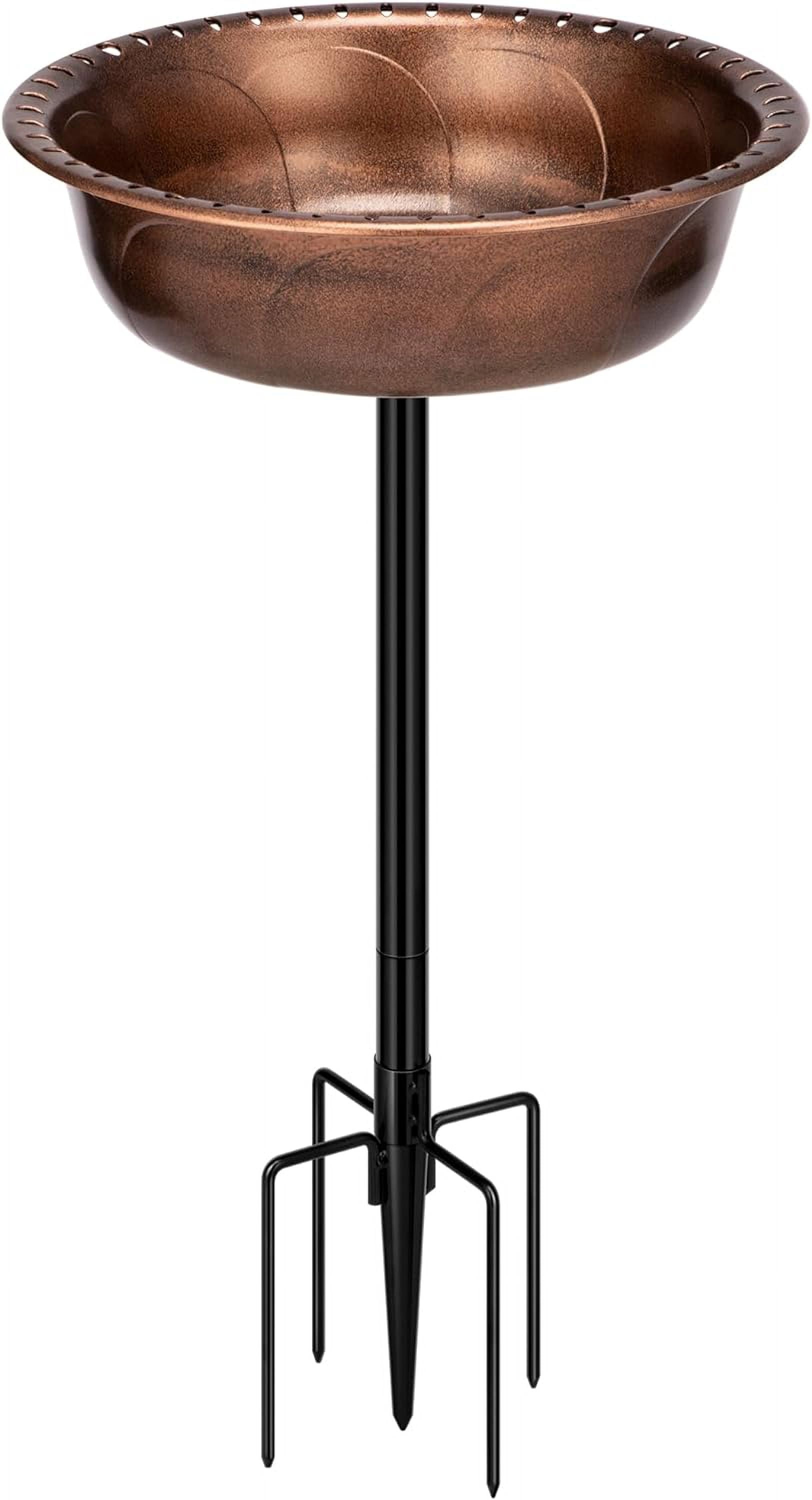 SPECSTAR Bird Bath, Polyresin Birdbath Bowl with Metal Stake, 29 inch Height Outdoor Freestanding Birdfeeder, 1.4 Gallons, 5-Pronged Base, Bronze