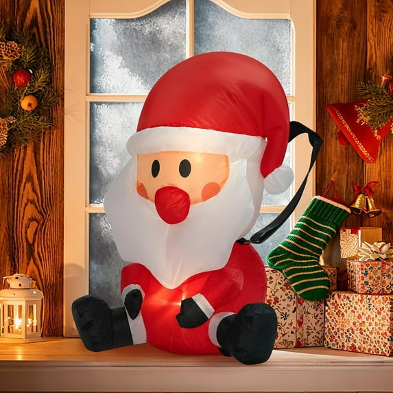 SPECSTAR Christmas Inflatable Outdoor Decoration, Packable Santa, Navidad Blow Up Yard Decor with Built-in LED Light for Lawn, Garden, Party