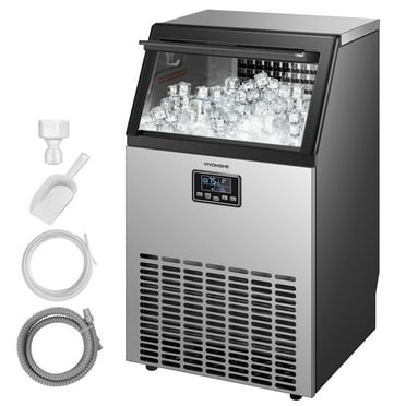 SPECSTAR Commercial Ice Maker 150lbs/24h,Ice Machine with 29lbs Storage 66 Cubes,Stainless Steel Construction,Auto Operation for Bar Home Supermarkets Includes Scoop and Con,Sliver