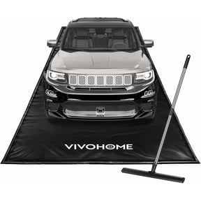 SPECSTAR Containment Mat (7'9" x 16') with Stay Put Corner, PVC Garage Floor Mats, Heavy Duty Garage Parking Mat with a Squeegee,Black