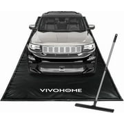 SPECSTAR Containment Mat 79 x 16 with Stay Put Corner, PVC Garage Floor Mats, Heavy Duty Garage Parking Mat with a Squeegee,Black
