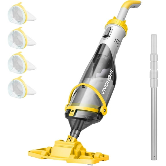 SPECSTAR Cordless Pool Vacuum with Telescopic Pole, Powerful Suction up to 18.5 GPM, 60 Mins Running Time, Handheld Rechargeable Swimming Pool Cleaner for Pools/Spas/Hot Tubs, Yellow
