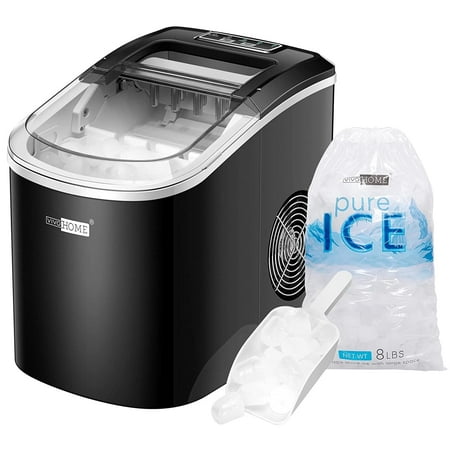 SPECSTAR Countertop Ice Maker,Self-Cleaning Portable Countertop Bullet Cubed Ice Maker with Hand Scoop 10 Ice Bags, 27Lbs/24H
