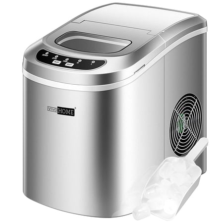SPECSTAR Countertop Ice Maker,Self-Cleaning Portable Ice Maker Machine with ETL,26Lbs/24H with Ice Scoop for Home/Kitchen/Party,Silver
