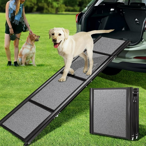 SPECSTAR Dog Ramp for Car, 67" x 20" Wider Pet Stair Ramp for Dogs with Anti-Slip Texture Soft Surface for Medium or Large Dogs Get Into a Car, SUV & Truck, Portable Folding Dog Ramp Up to 200 LBS