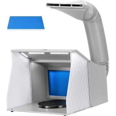 SPECSTAR Dual Fans Airbrush Paint Spray Booth with 4 LED Lights Turn Table and Filter Hose, Portable Airbrush Booth for Painting Model Craft