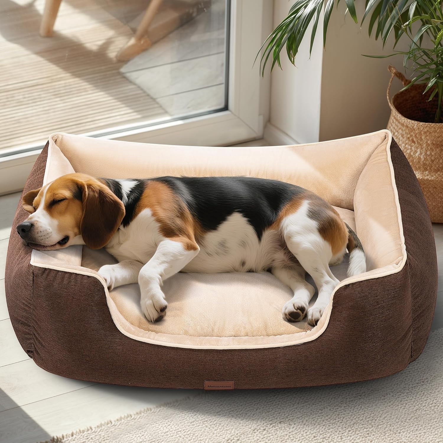 SPECSTAR Dual-Sided Orthopedic Dog Bed 36" – Cooling & Warming for Year-Round Comfort, Dual-Layer Interior Padding for Support and Softness, Waterproof & Non-Slip Bottom, Removable Washable, Brown