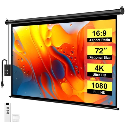 SPECSTAR Motorized Projector Screen with Remote, 16:9 84 Inch Auto Electric Projection Screen, HD 4K Movie Screen for Home Theater, Cinema, Office,Black